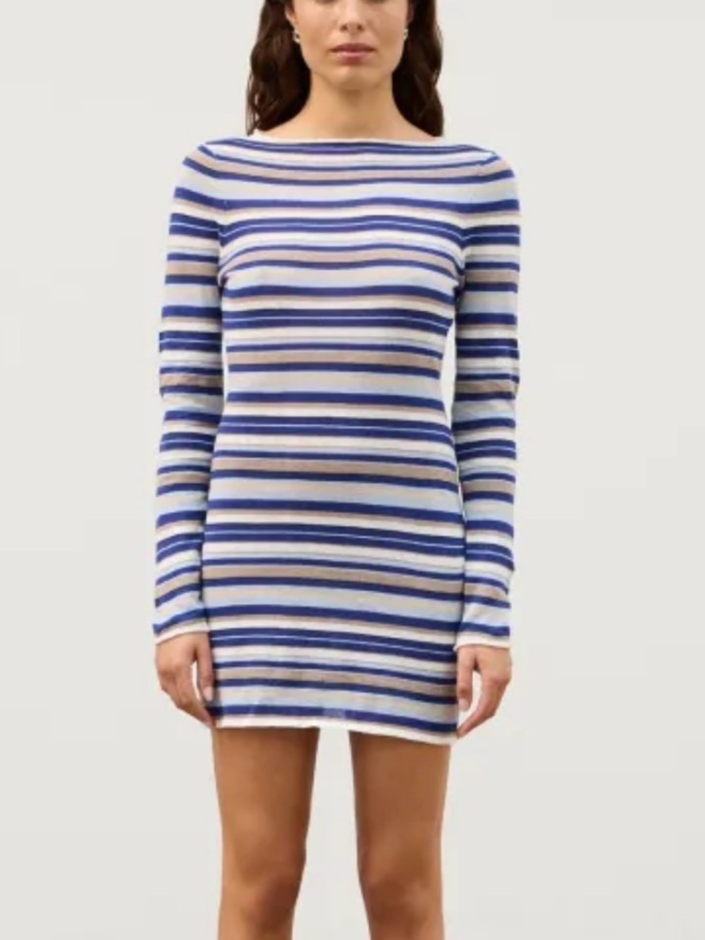 Zulu & Zephyr Blue and White Striped Knit Mini Dress